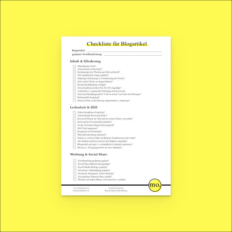 Checkliste-Blogartikel-Montagsbuero