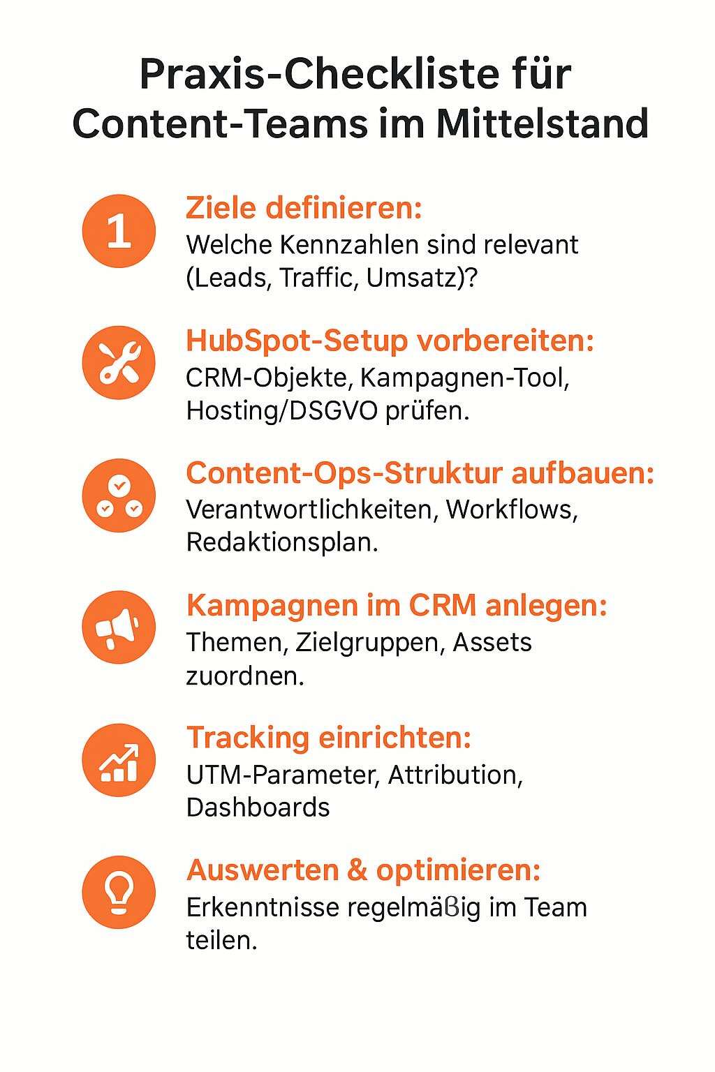 Checkliste für Content Teams im Mittelstand